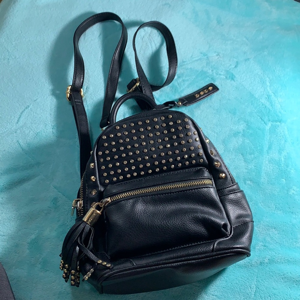 Bebe Black Bejeweled & Studded Mini Backpack